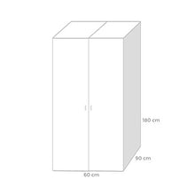 Armadio componibile camera da letto 2 ante bianco frassinato Cm 90x60xH 180
