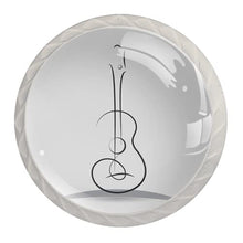 Maniglie per cassetti Manopole per cassetti Manopole rotonde Confezione da 4 per armadietto, cassetti, cassettiere, cassettiere ecc - Linea di chitarra di arte astratta
