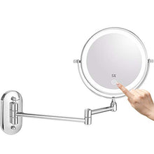 Himimi - Specchio cosmetico a LED con ingrandimento 1x/5x, dimmerabile con pulsante touch, luce regolabile, orientabile a 360° e verticale