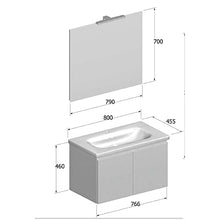 bonussi Mobile Bagno Sospeso 80 cm Lavabo e Specchio Ansel Bianco Larice