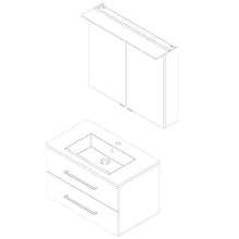 Fackelmann - Set di mobili da bagno B.Perfect, 2 pezzi, con mobiletto sottolavello, con lavabo in ceramica, 80 cm e armadietto a LED