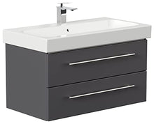 emotion Lavabo con mobiletto, Legno, Antracite Lucido, 90, 2 unità