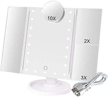 Specchio Touch Screen con 22 LED Light Light Lanciatura 3 Piegabile Specchi per vanità Flessibile Compatto
