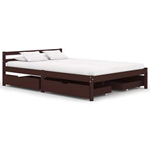 FAMIROSA Giroletto con 4 Cassetti Marrone Scuro Legno di Pino 140x200 cm-0612