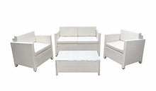 MICHELE SOGARI Set Giardino Aida in Simil Rattan Divano Poltrona e Tavolino arredo Garden (Bianco)
