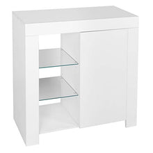 Credenza Cucina con 1 Ampio Scomparto e 1 Ripiano a 3 Ripiani, Credenza Soggiorno,Mobiletti con Luce a LED per Sala da Pranzo e Soggiorno, 75 x 35 x 83cm