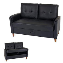 Mendler Divano a 2 posti Relax TV con vano Contenitore HWC-H23 Ecopelle Nero - Arredi Casa