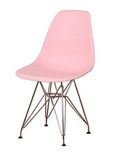 Sedia da pranzo in plastica modellata con base in metallo e gambe in acciaio per soggiorno, camera da letto, sala d'attesa, ufficio, caffè, reception, set da 4 pezzi, colore: rosa
