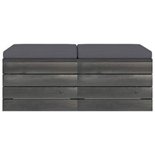 vidaXL Pouf da Giardino su Pallet 2 pz con Cuscini in Massello di Pino