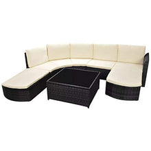 FAMIROSA Set Divani da Giardino 5 pz con Cuscini in Polyrattan Nero-2848