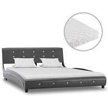 SKM Letto con Materasso Grigio in Similpelle 140x200 cm (47.15kg)