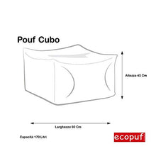 Ecopuf Cubo Pouf Ottomana da Esterno in Poliestere Impermeabile Sfoderabile e Pieno di Palline di Polistirolo