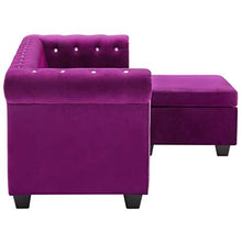 vidaXL Divano Chesterfield a L in Velluto Viola Sdraio Sofa Arreddo Salotto
