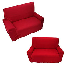 Dirgee 3 posti Divano Copri 7 Colori Solidi Full slipcover slipcover Tessuto Elasticizzato Divano Soft Cover Cover del Divano protettore Facile Misura per la casa mobili per la casa Lavabile, Rosso