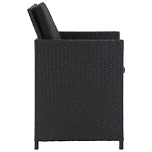 SKM Set da Pranzo da Giardino 5 pz con Cuscini in Polyrattan Nero (41kg)