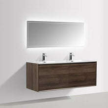 Mobile da bagno sospeso Freya 1500 effetto legno- cassetti con illuminazione a LED