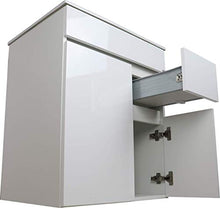 Mobile bagno con lavabo in porcellana - 2 ante e 1 cassetto imbottito - Il mobile è MONTATO - Modello Clif(60 cms, Blanco)