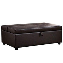 Pouf Ottomano Divano Letto Singolo Cassapanca Poggiapiedi Contenitore Struttura Legno e Ecopelle Sgabello Panca
