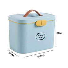 ZCG - Scatola di pronto soccorso a 2 livelli, in plastica, con vassoio rimovibile e manico portatile, 28,5 x 18 x 21 cm (dimensioni: blu)