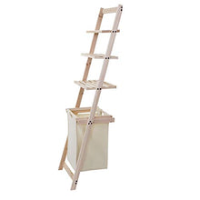 Mendler Scaffale con cesta portabiancheria HWC-B59 3 Ripiani Legno di Abete