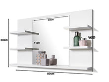 DOMTECH - Specchio a parete da bagno con mensola e illuminazione LED, colore: bianco