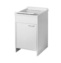 Mobile lavatoio,cm.45x50x85, in kit, 1 anta,vasca e asse lavapanni,resina bianco