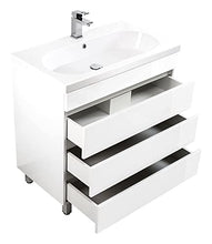 Mobile bagno a terra Talis 90 bianco lucido, 3 cassetti senza maniglie