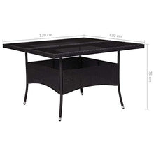 FAMIROSA Tavolo da Pranzo per Giardino Nero in Polyrattan e Vetro
