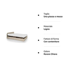 Letto una piazza e mezza con contenitore modello LI2011 (ROVERE CHIARO)