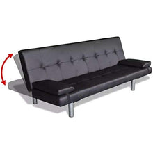 Vislone Divano Letto 3 posti, Regolabile in 3 Posizioni Reclinabili Diverse, Divano Letto in Pelle con 2 Cuscini, 168x77x(61,5/64 / 66) cm Nero