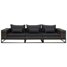 Tidyard Set Divani da Giardino in Polyrattan, Set Divani da Giardino con Cuscini, Set di Mobili da Giardino, Set Divano Esterno Grigio 3 pz