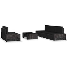vidaXL Set Divani da Giardino 6 pz in Polyrattan Nero