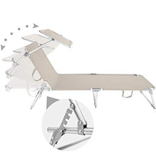 TecTake 800143 Sedia Sdraio da Esterno con Tetto Pieghevole in Alluminio - Disponibile in Diversi Colori (Beige | No. 401428)