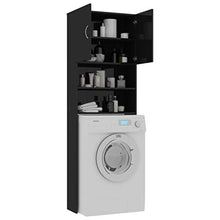 Tidyard Mobile per Lavatrice Nero Lucido 64x25,5x190 cm Truciolato