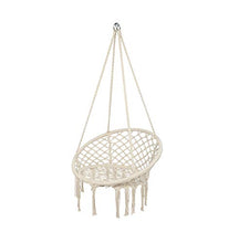 BaiJaC Sedute multifunzionali, Sling di Cotone Nappa Rotondo Beige, Sedia a Battente per Cortile, Camera da Letto, Patio, Giardino, Interni, all'aperto, Amaca con Supporto