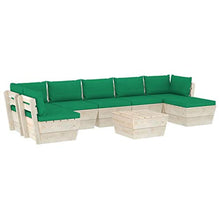 SKM Set Divani da Giardino su Pallet 8 pz con Cuscini Legno Abete (148.6kg) Verde-3617