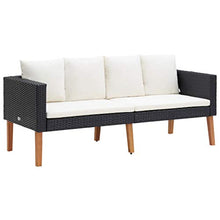 FAMIROSA Set Divani da Giardino 3 pz con Cuscini in Polyrattan Nero-9337