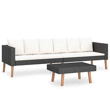 SKM Set Divani da Giardino 2 pz con Cuscini in Polyrattan Nero (30kg) Nero-9335