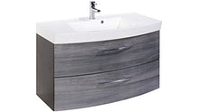 Held Möbel - Set di mobili da bagno Florida, larghezza 100 cm, 2 pezzi, colore: grafite, argento fumo