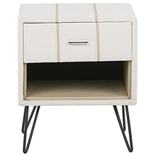 Comodino in Similpelle Bianco con Cassetto e Scompartimento Moderno Glamour Betin