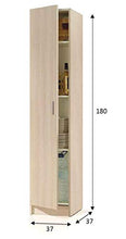 Dmora Armadio Multiuso con un'anta Battente con Tre Ripiani Regolabili in Altezza, Colore Rovere, cm 37 x 37 x h180