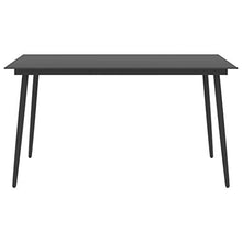 FAMIROSA Tavolo da Giardino Nero 150x90x74 cm in Acciaio e Vetro