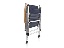 Set di 2 sedie pieghevoli da barca con braccioli in legno e stampa di bussola, colore: blu navy