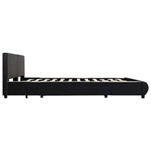 SKM Giroletto con Cassetti Nero in Similpelle 180x200 cm