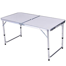 AJIU Tavolo da Campeggio Pieghevole 4FT in Alluminio Portatile Regolabile in Altezza con Tavolo da Picnic con Foro per Ombrellone per Picnic, Spiaggia, Esterno, Interno, Barbecue,Bianca