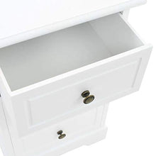 Cikonielf - Comodino moderno per camera da letto, con 3 cassetti, supporto per cellulare, armadio, comò in MDF e legno di pino, 35 x 32 x 59 cm, bianco (non richiede montaggio)