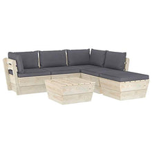 FAMIROSA Set Divani da Giardino su Pallet 6 pz con Cuscini Legno Abete-3552
