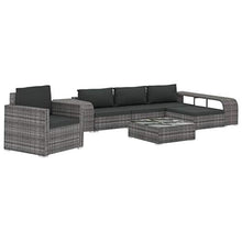 SKM Set Divani da Giardino 8 pz con Cuscini in Polyrattan Grigio (70.7kg)