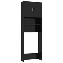 Tidyard Mobile per Lavatrice Nero Lucido 64x25,5x190 cm Truciolato