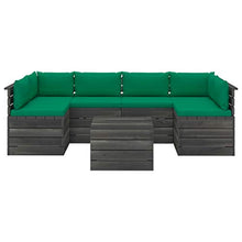 vidaXL Set Divani da Giardino su Pallet 7 pz con Cuscini Massello Pino